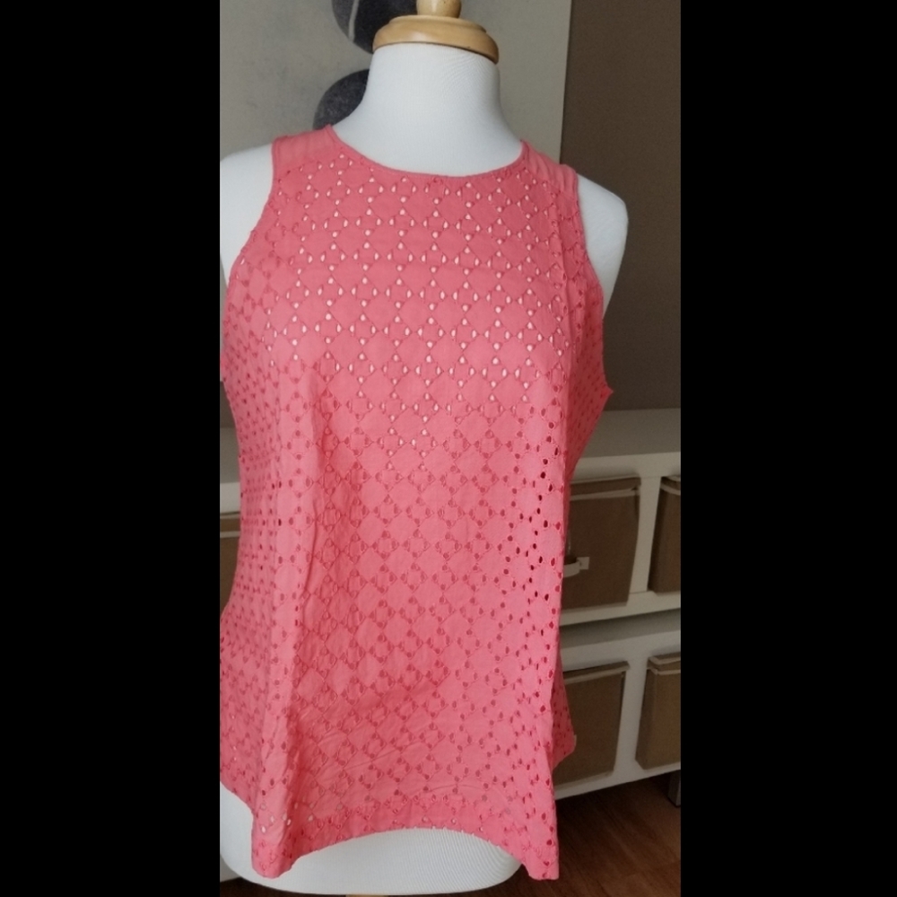 NWOT Loft eyelet peach top (M)